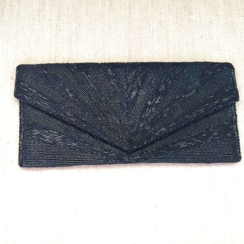 Black Beaded Clutch